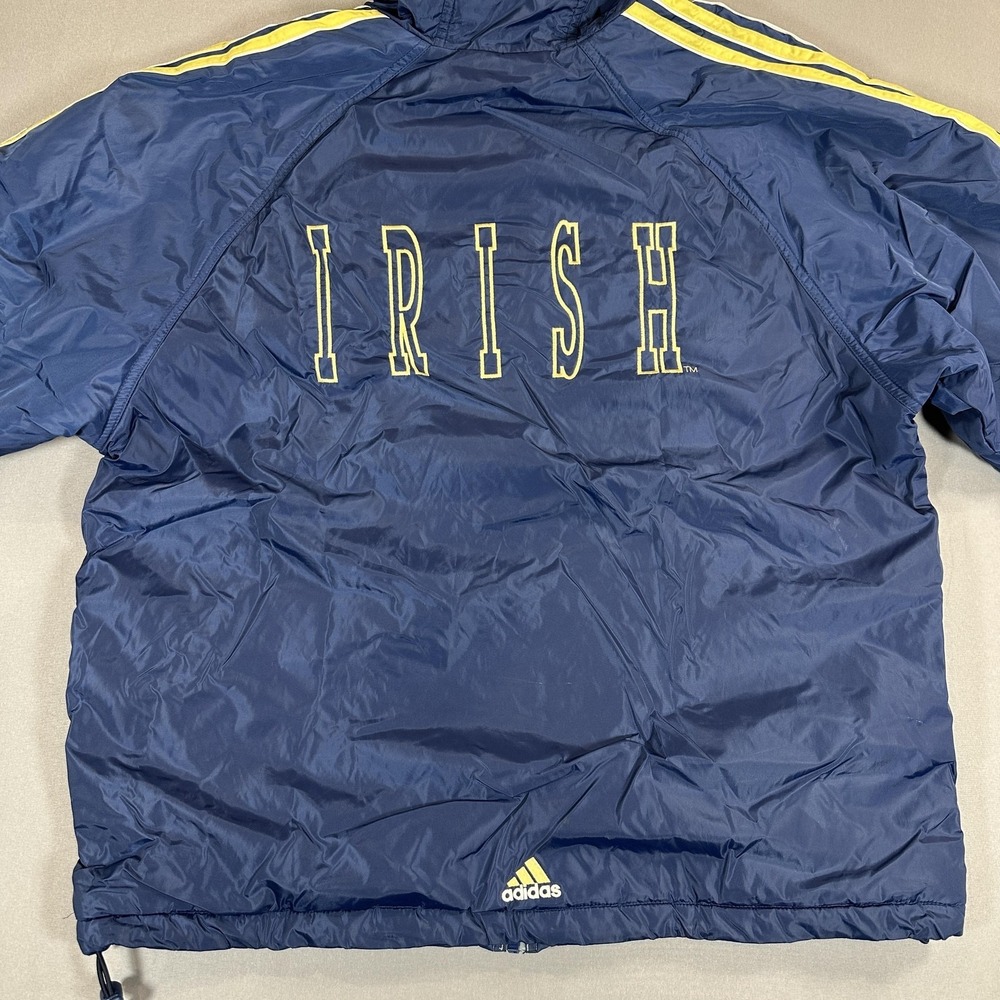 Notre‎ Dame Fighting Irish Jacket Mens Large Blue NCAA Football Adidas Hooded - Picture 6 of 7